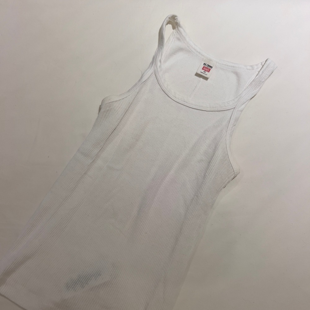RE/DONE x Hanes Ribbed Tank Top White‎ Cotton Scoop Neck XS